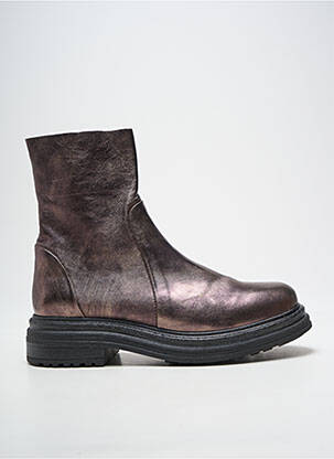 Botine/ghete țesătură satinată toc plat până la 3 cm maro ALIWELL femme