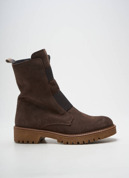 Botine/ghete nubuc toc plat până la 3 cm maro REQINS femme