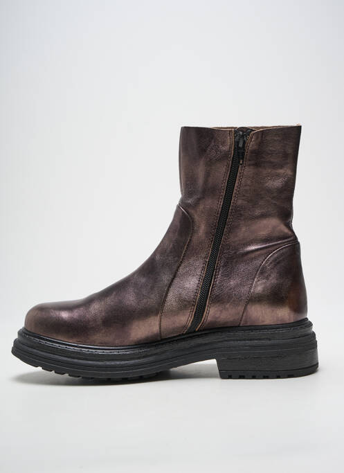 Botine/ghete țesătură satinată toc plat până la 3 cm maro ALIWELL femme