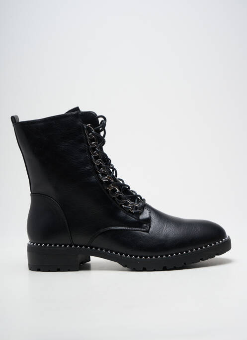 Botine/ghete țesătură satinată toc plat până la 3 cm negru THE DIVINE FACTORY femme