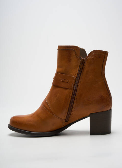 Botine/ghete țesătură satinată toc de 4 la 6 cm maro CASTA femme