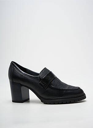 Mocasini țesătură satinată toc de 7 la 9 cm negru GEO-REINO femme