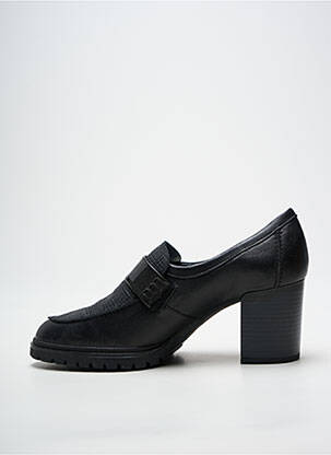 Mocasini țesătură satinată toc de 7 la 9 cm negru GEO-REINO femeie