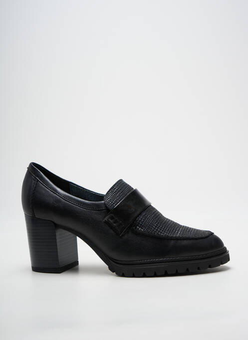 Mocasini țesătură satinată toc de 7 la 9 cm negru GEO-REINO femme