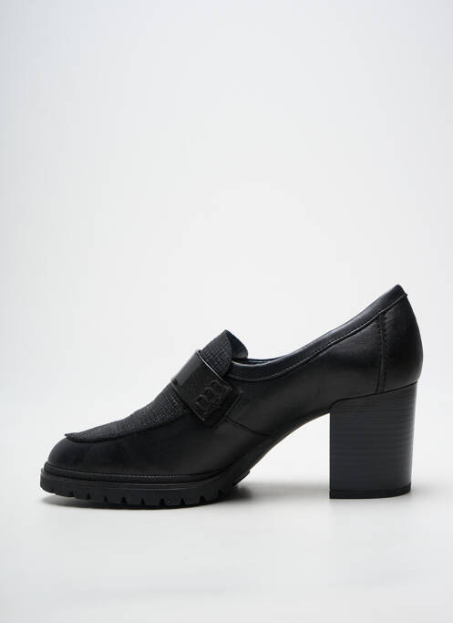 Mocasini țesătură satinată toc de 7 la 9 cm negru GEO-REINO femme