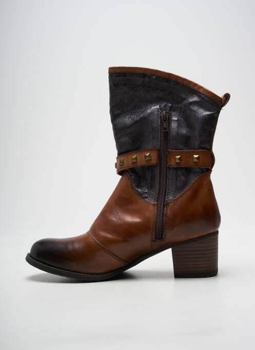 Botine/ghete toc pătrat toc de 4 la 6 cm maro KDOPA femme