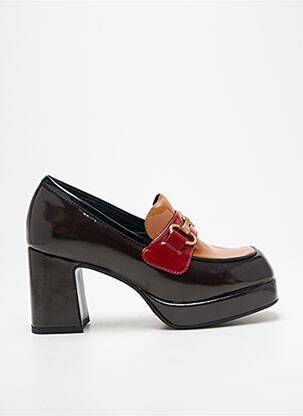 Mocasini țesătură satinată toc de 7 la 9 cm maro NOA HARMON femme