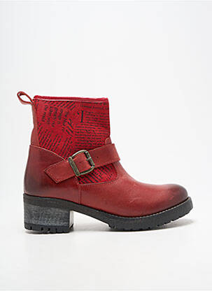 Botine/ghete toc mic toc de 4 la 6 cm roșu SANTAFE femeie