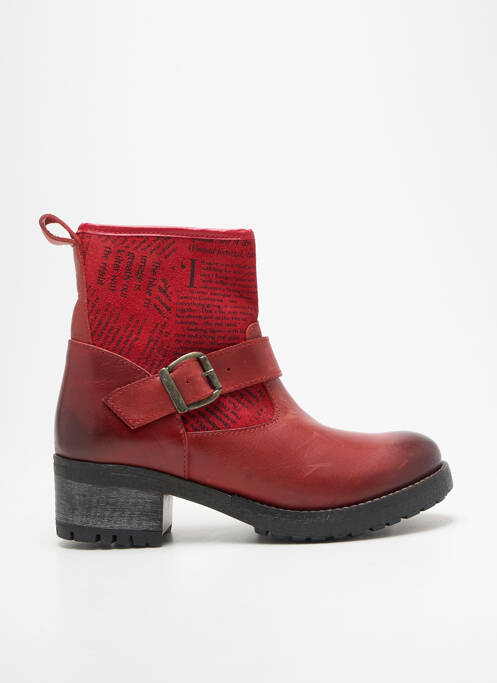 Botine/ghete toc mic toc de 4 la 6 cm roșu SANTAFE femme