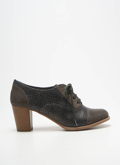 Derby-uri țesătură satinată toc de 7 la 9 cm maro SWEET femme