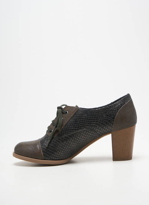 Derby-uri țesătură satinată toc de 7 la 9 cm maro SWEET femme