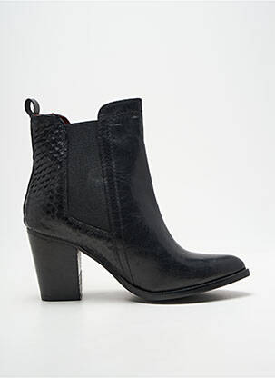 Botine/ghete țesătură satinată toc de 7 la 9 cm negru METAMORF'OSE femme