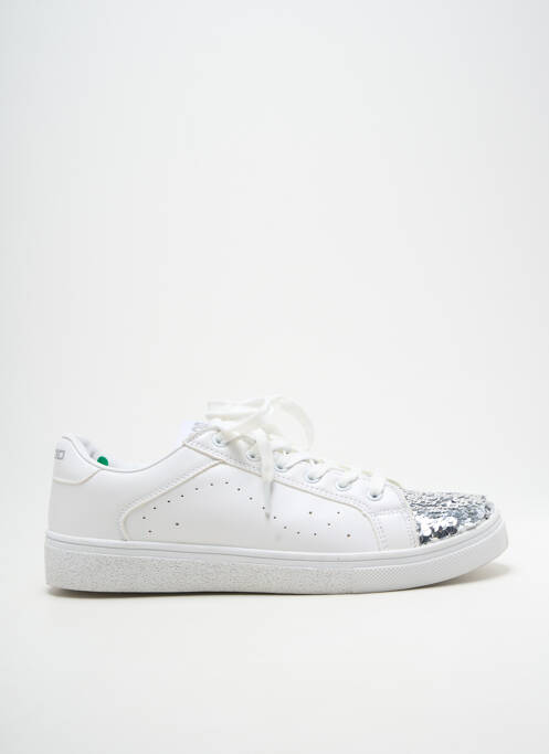 Adidași țesătură satinată toc plat până la 3 cm alb B3D femme