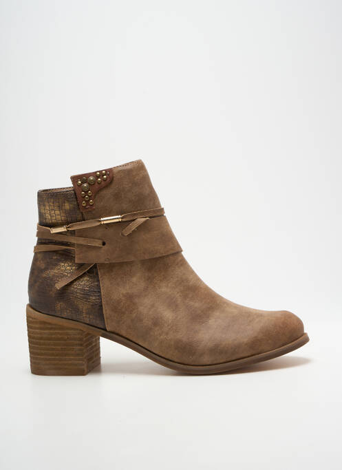 Botine/ghete țesătură satinată toc de 4 la 6 cm maro ELUE PAR NOUS femme