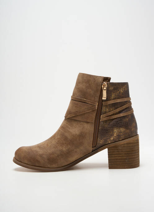 Botine/ghete țesătură satinată toc de 4 la 6 cm maro ELUE PAR NOUS femme