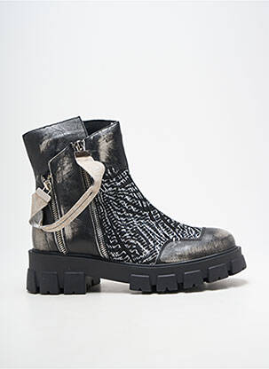 Botine/ghete țesătură satinată toc de 4 la 6 cm negru MACIEJKA OBUWIE femme