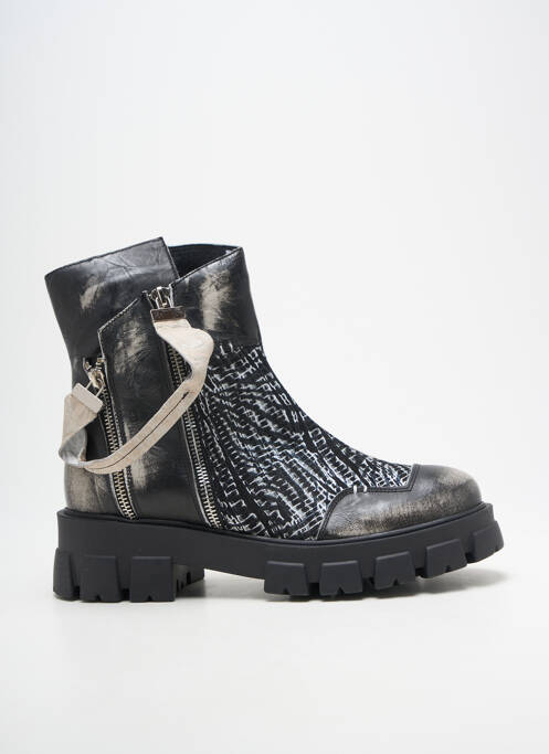 Botine/ghete țesătură satinată toc de 4 la 6 cm negru MACIEJKA OBUWIE femme