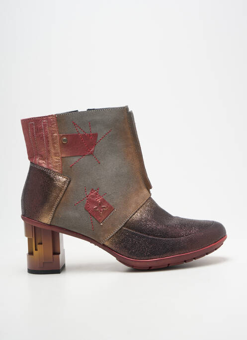 Botine/ghete țesătură satinată toc de 7 la 9 cm gri MACIEJKA OBUWIE femme