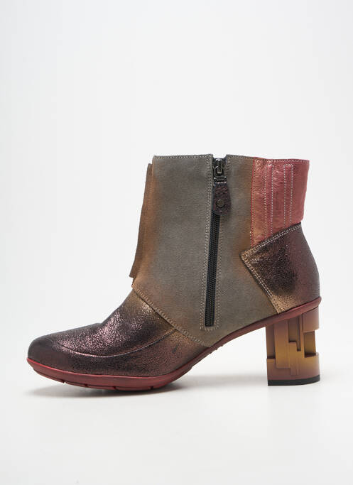 Botine/ghete țesătură satinată toc de 7 la 9 cm gri MACIEJKA OBUWIE femme