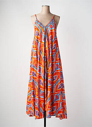 Rochie lungă imprimeu fantezie bretele subțiri portocalie YYDS (YOUR YOUTHFUL DRESS STYLE) femeie