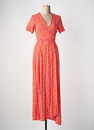 Rochie lungă imprimeu fantezie mâneci scurte portocaliu ALLER SIMPLEMENT femme