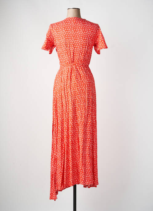 Rochie lungă imprimeu fantezie mâneci scurte portocaliu ALLER SIMPLEMENT femme