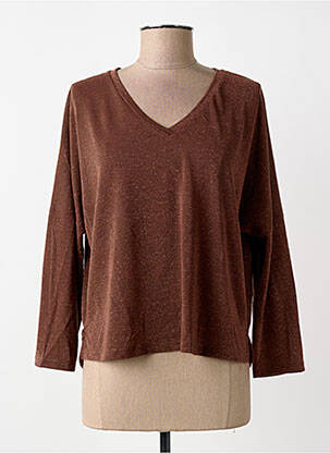 Tricou croială dreaptă mâneci lungi maro PAKO LITTO femme