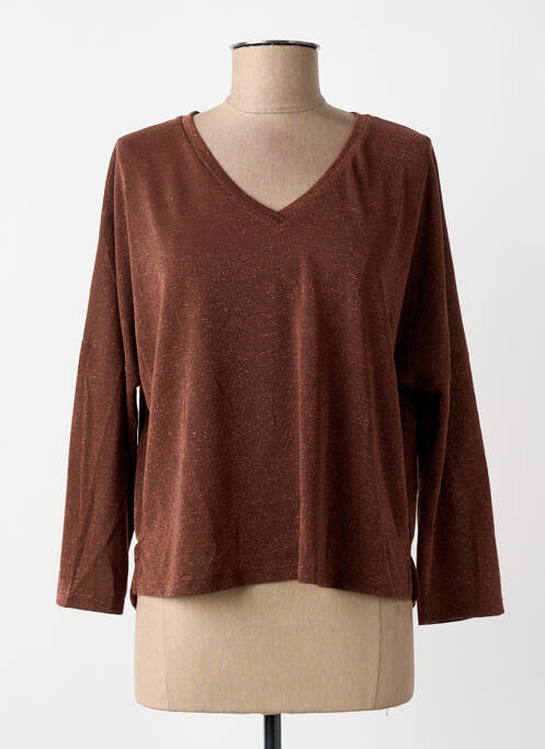 Tricou croială dreaptă mâneci lungi maro PAKO LITTO femme