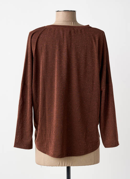 Tricou croială dreaptă mâneci lungi maro PAKO LITTO femme