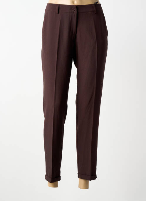 Pantalon 7/8 închidere cu fermoar sub clapetă cu nasturi maro PAKO LITTO femme