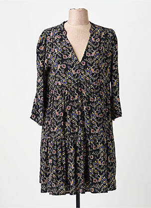 Rochie midi imprimeu fantezie mâneci lungi negru GRACE & MILA femme