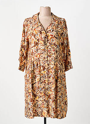Rochie scurtă croială evazată mâneci lungi maro PAKO LITTO femeie