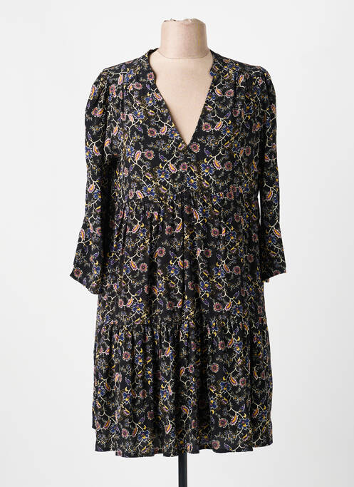 Rochie midi imprimeu fantezie mâneci lungi negru GRACE & MILA femme