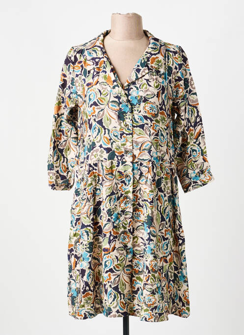 Rochie scurtă croială evazată mâneci lungi albastru PAKO LITTO femme