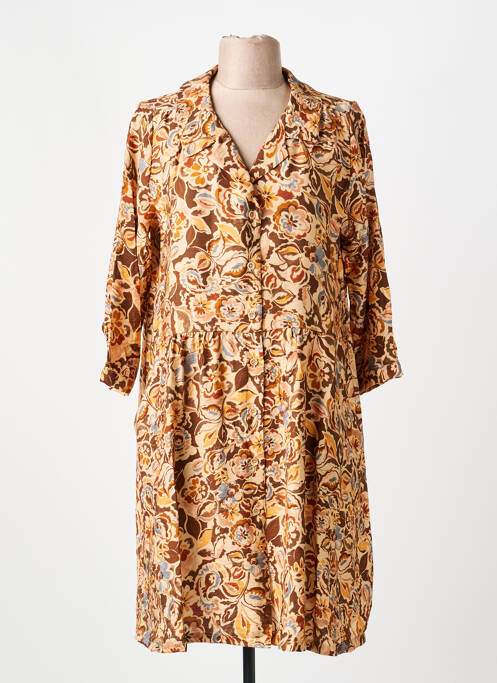 Rochie scurtă croială evazată mâneci lungi maro PAKO LITTO femme