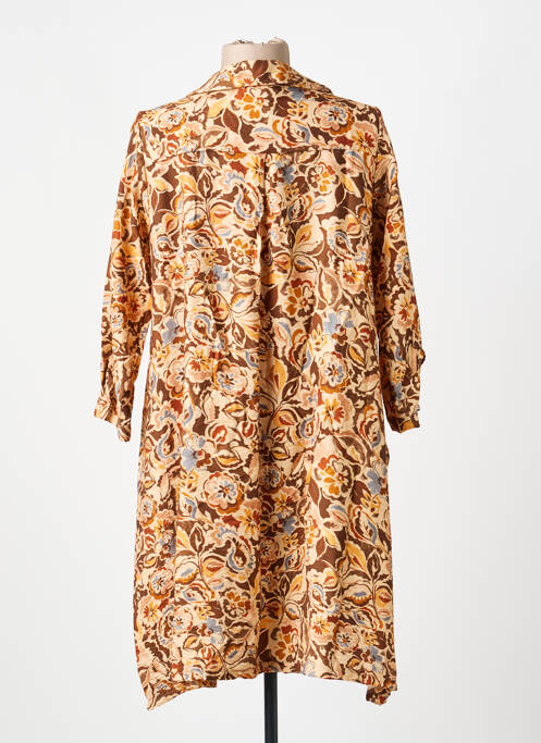 Rochie scurtă croială evazată mâneci lungi maro PAKO LITTO femme