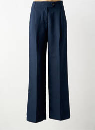 Pantalon larg închidere cu fermoar sub clapetă cu nasturi talie înaltă albastru ATTIC AND BARN femme