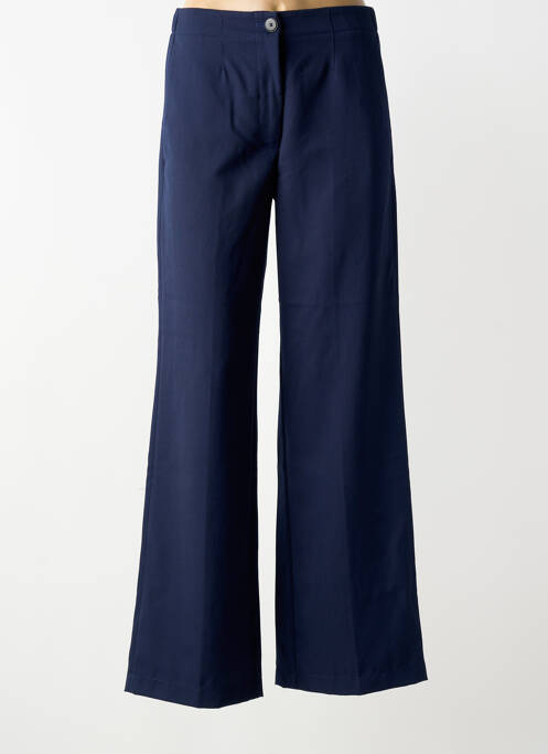 Pantalon larg închidere cu fermoar sub clapetă cu nasturi mărime normală albastru POMANDERE femme