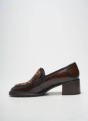 Mocasini material neted toc de 4 la 6 cm maro PONS QUINTANA femeie