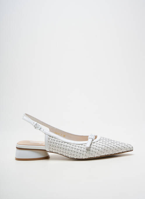 Sandale/pantofi decupați țesătură satinată toc plat până la 3 cm alb JEANNOT femme