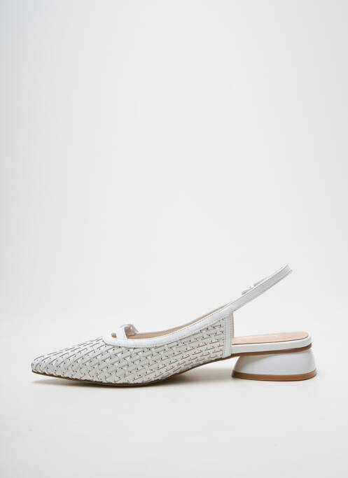 Sandale/pantofi decupați țesătură satinată toc plat până la 3 cm alb JEANNOT femme