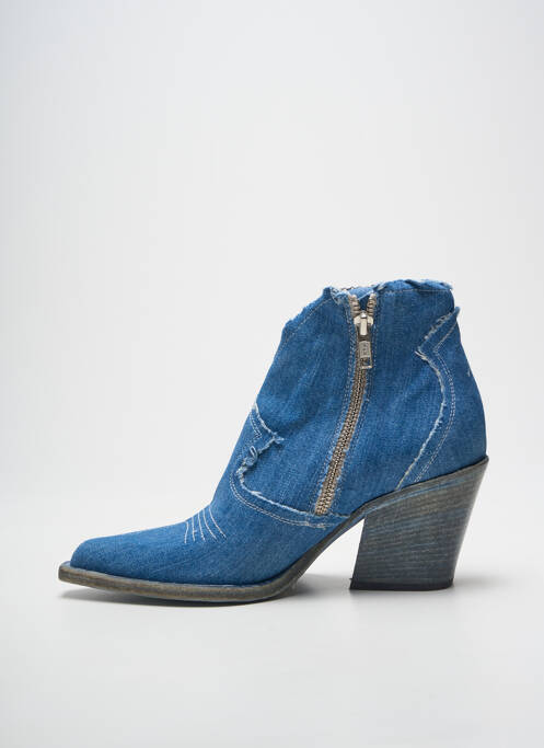 Botine/ghete vârf ascuțit toc de 7 la 9 cm albastru FRU.IT femme