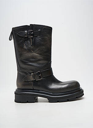 Botine/ghete țesătură satinată toc de 4 la 6 cm negru ELENA IACHI femme