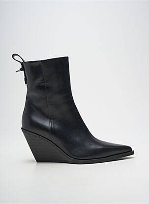 Botine/ghete țesătură satinată toc de 7 la 9 cm negru ELENA IACHI femme