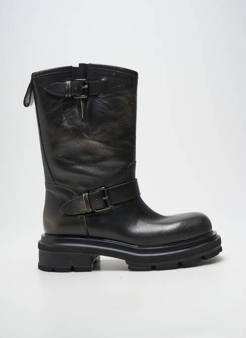 Botine/ghete țesătură satinată toc de 4 la 6 cm negru ELENA IACHI femme