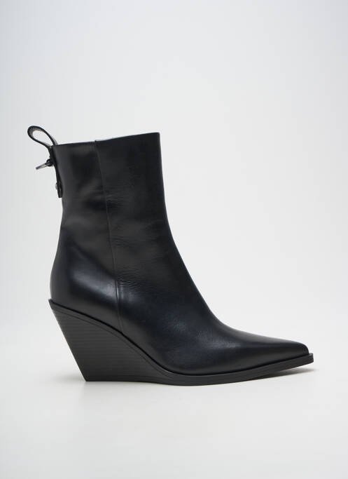 Botine/ghete țesătură satinată toc de 7 la 9 cm negru ELENA IACHI femme