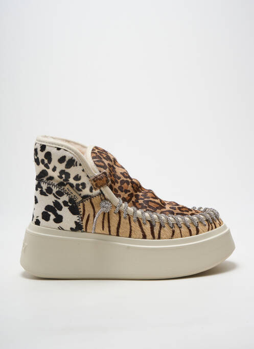 Botine/ghete țesătură satinată toc de 4 la 6 cm bej NAN-KU femme