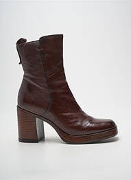 Botine/ghete țesătură satinată toc de 7 la 9 cm maro MJUS femme