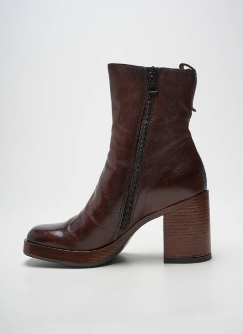 Botine/ghete țesătură satinată toc de 7 la 9 cm maro MJUS femme