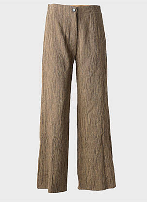 Pantalon larg închidere cu fermoar sub clapetă cu nasturi mărime normală maro POMANDERE femme